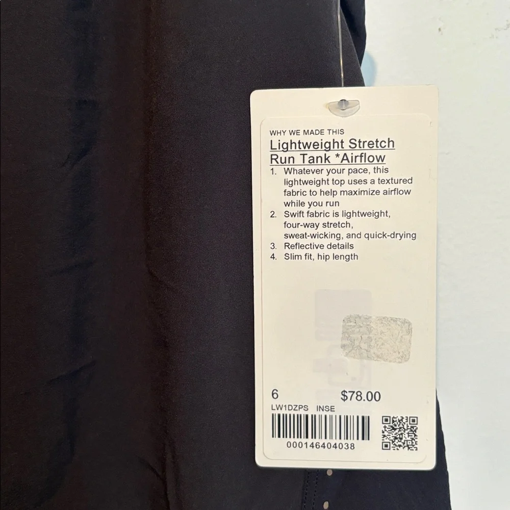 NWT Lululemon Lightweight Stretch Running Airflow In Emboss Black Tank size 6 - Picture 4 of 7